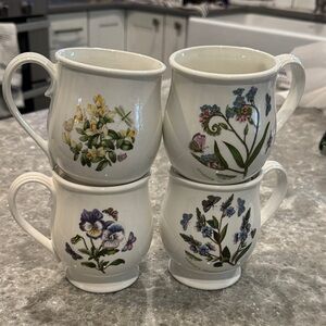 Portmeirion Set of four Floral Mug Set - White and Green DISCONTINUED